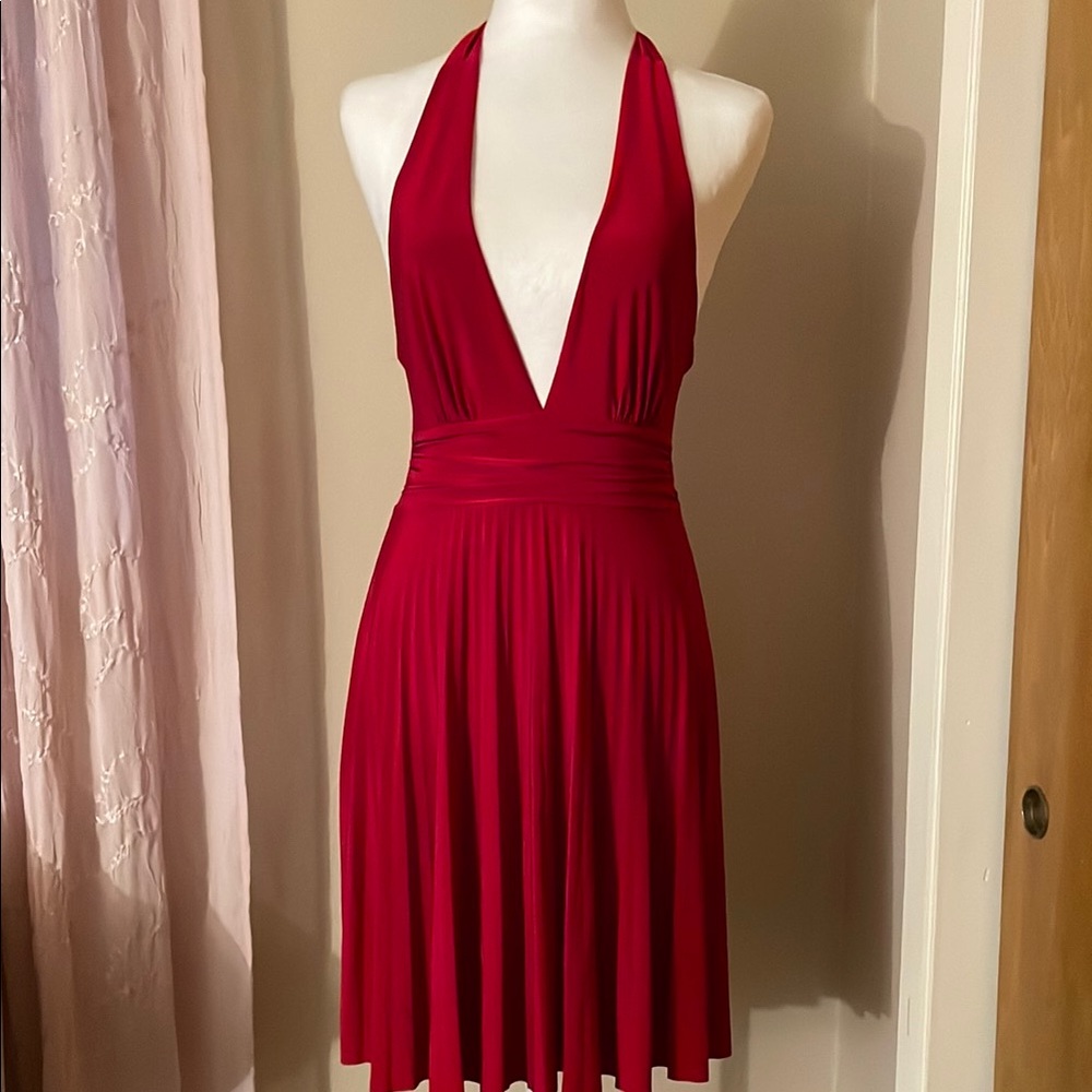 Elegant Red Halter Dress